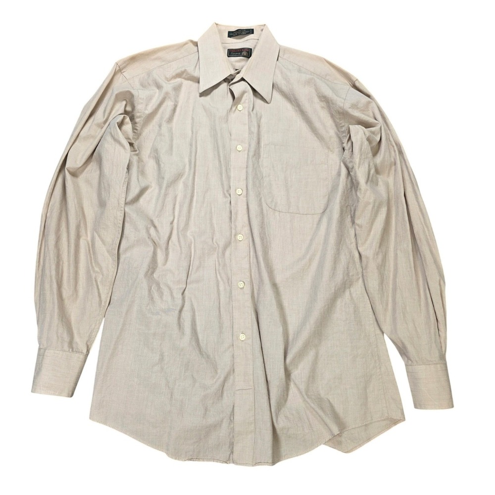 Vintage Tailors Row Finery Dress Shirt Men's Size 15 32/33 Tan Button Down